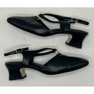 NATURALIZER Comfort Strappy Slingback Mid Heel~ Closed Toe~ Black~ Womens Sz 6.5